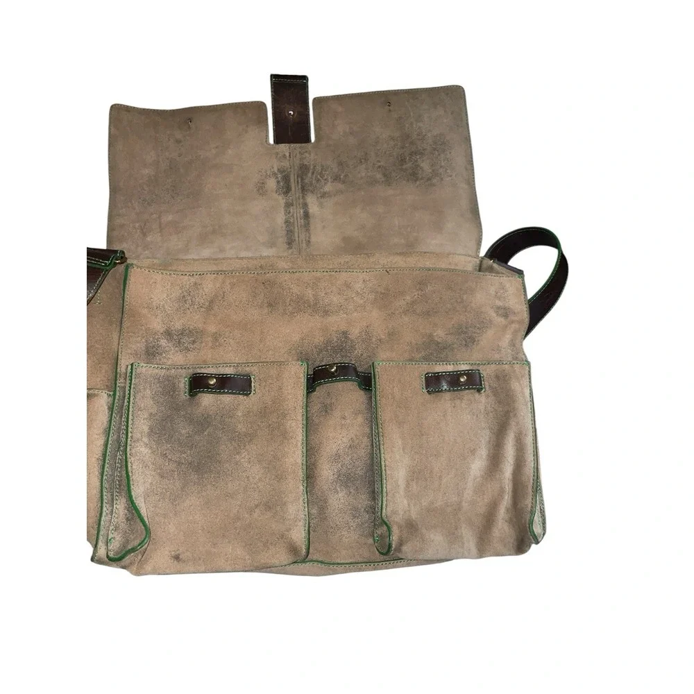 Lambertson Truex Suede Large Messenger/ Laptop Bag Heavy Clean‎